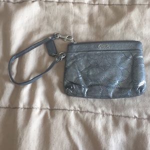 Coach Metallic Silver Wristlet (Authentic)